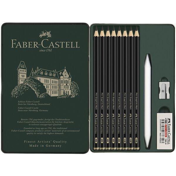 Faber-Castell 8x Graphitstifte mit Zubehör »Pitt Graphite Matt« grau Image