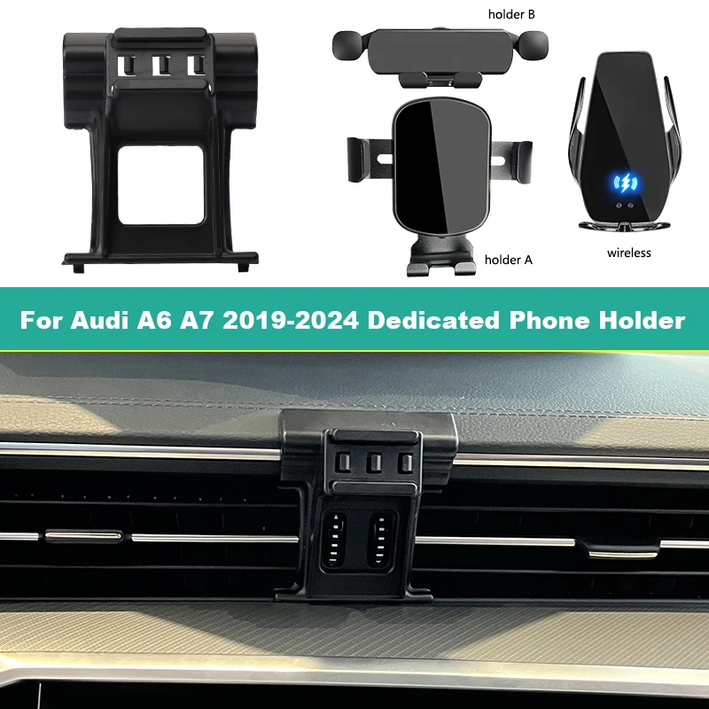 Für Audi A6 C8 A7 2019-2024 Spezielle Auto Handy Halter Im Auto Air Vent Halterung 15W schnelle Drahtlose Lade Telefon Stehen Image