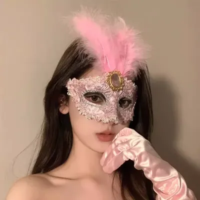 Maskerade Party halbes Gesicht Sexy Spitze Feder Maske Halloween Maske Posieren Requisiten Kopfschmuck Image