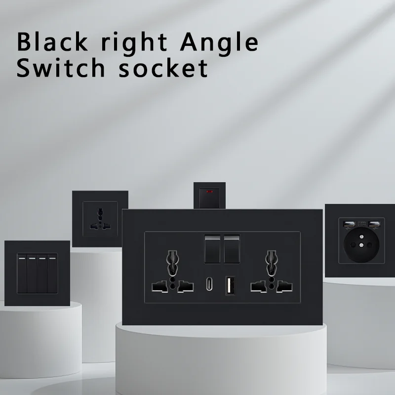 86 Typ 1 2 3 4-Gang schwarze Steckdose Wand steckdosen 1 2-Wege-Panel Home Wand leuchte Schalter Steckdose Steckdose TV-Computer USB-Steckdosen