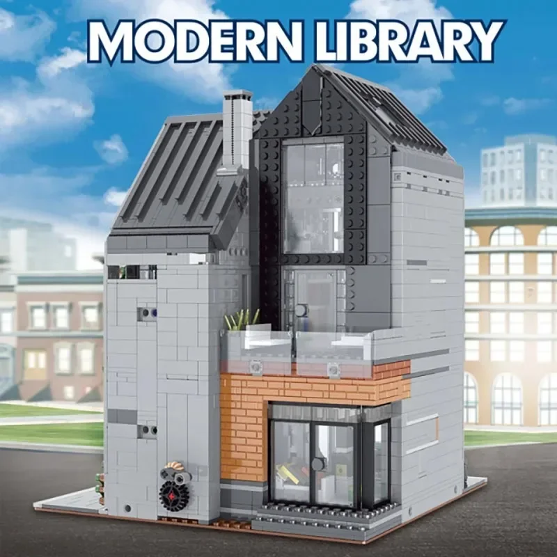 2789 stücke Kreative Expert Moderne Bibliothek Modulare Stadt Architektur Gebäude Block Ziegel Modell MOC Street View Set Kind Spielzeug Junge geschenk Image