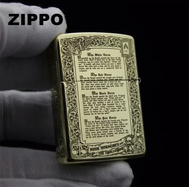 Zippo Feuerzeug Four Horsemen Apocalypse Holy Priest Craved Golden & Silver Windproof Collection im Karton Image