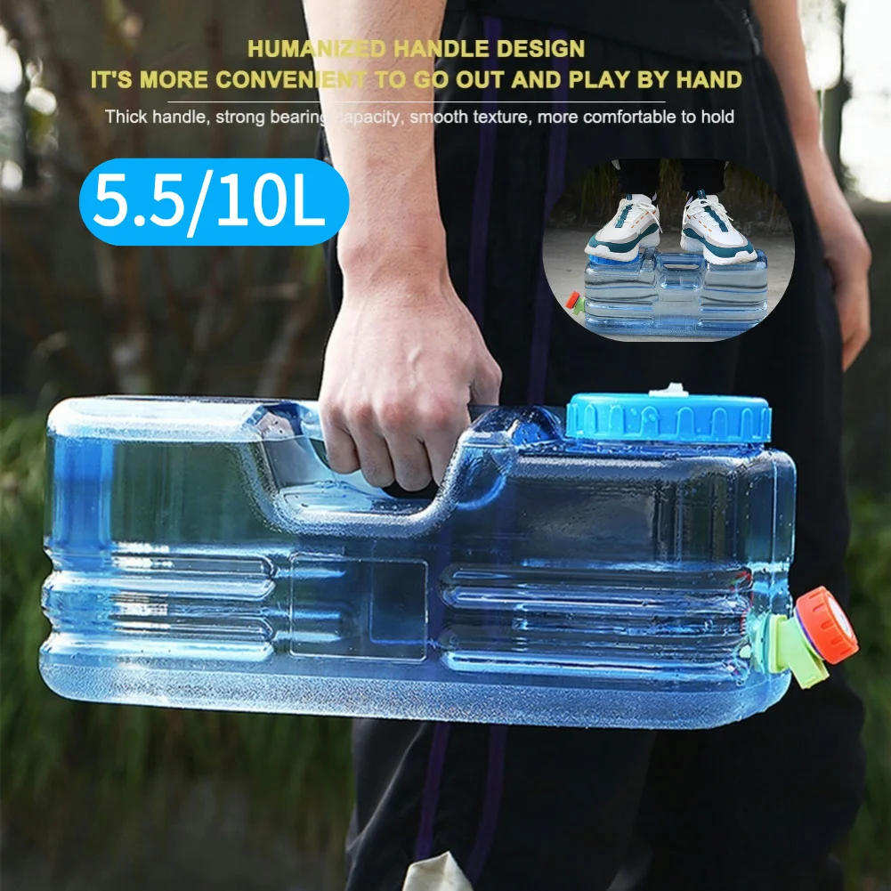 5,5 L/10L Outdoor Wasser Eimer Tragbare Reines Wasser Tank Container mit Wasserhahn Fahren Wasser Tank Picknick Camping Zubehör Image