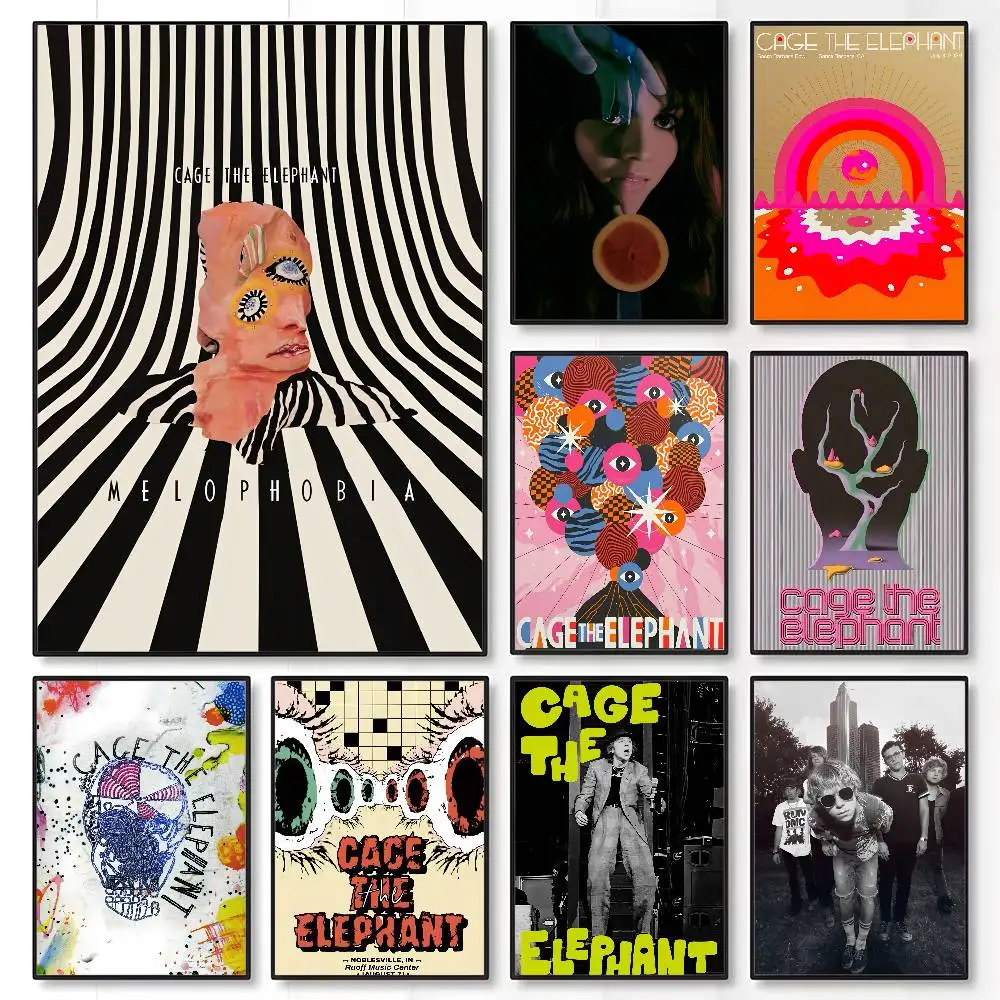 Pop Rock Band Cage The Elephant Poster Sticky Wall Art Druck Wasserdicht Home Living Bed Room Bar Ästhetisches Dekor Image
