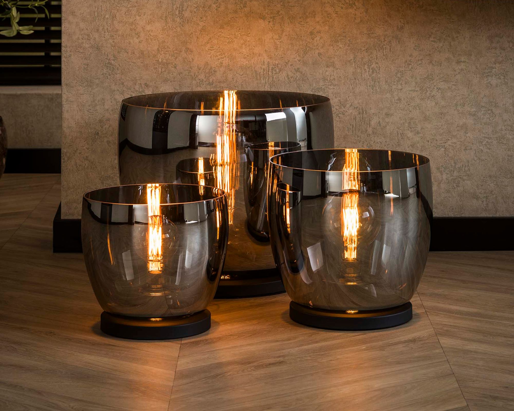 designline »UP« Stehlampe Chrom Stehlampe XXL / mit Beleuchtung bernstein