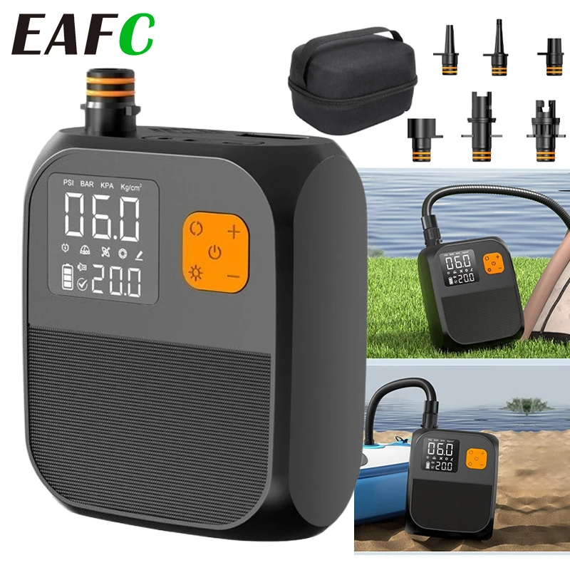 EAFC 8000 mAh elektrische Paddle-Board-Pumpe, 25 PSI SUP-Pumpe, zweistufige Inflation, tragbare elektrische Pumpe für Kajaks, Windflügel, SUPs Image