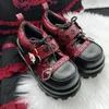 Punk Metall Kette Chunky Plattform Stiefeletten Frauen 2024 Winter Dicken Boden Joker Stiefel Frau Schwarz Gothic Lolita Schuhe