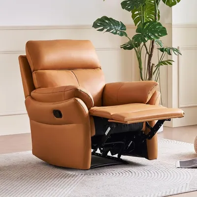 Genuine Leather Recliner Chair, Top Grain Leather, Italian Water-Washing Process, Recliner Chairs for Adults, for Living Room, T