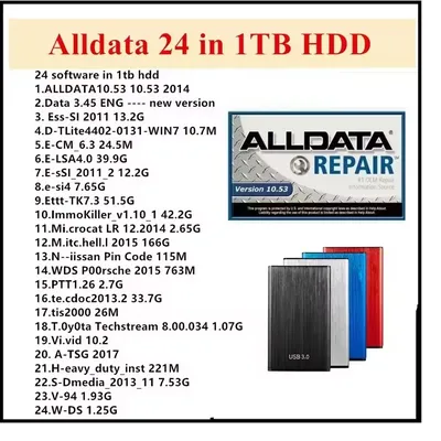 All data 1TB HDD Auto Alldata v10.53 and Mi.chell 2015 ATSG Vivid Workshop ElsaWin Heavy Truck Car Repair Software 24 in 1TB HDD