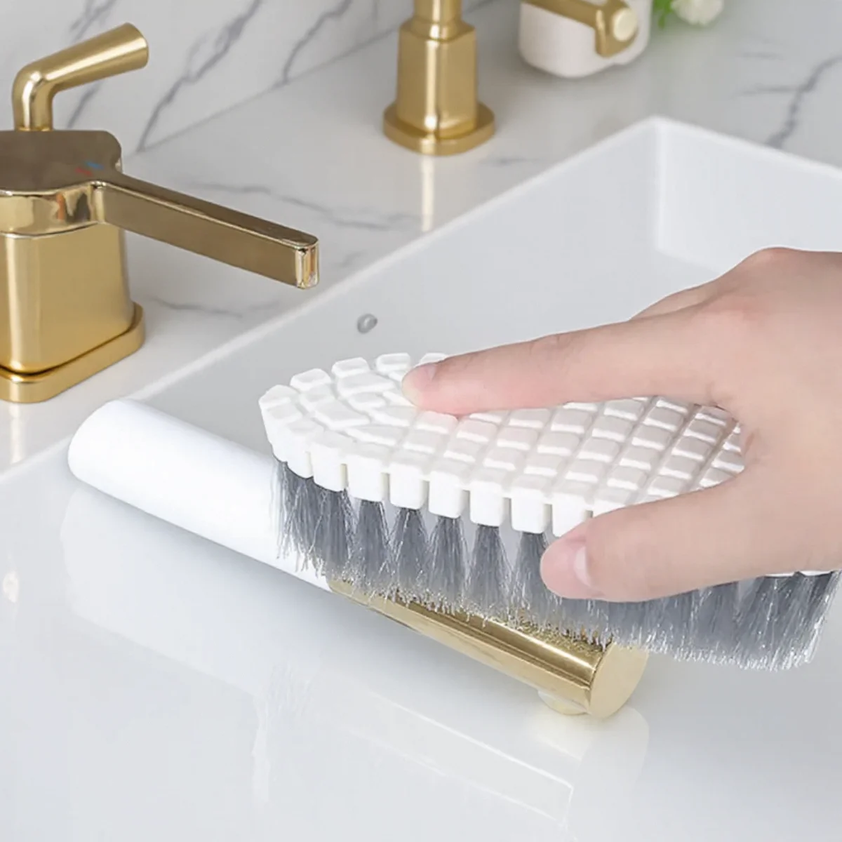 Multifunktionale Reinigungsbürste für Küche und Bad, Wäsche, Boden, Badewanne, Schrubber, kein toter Raum Image