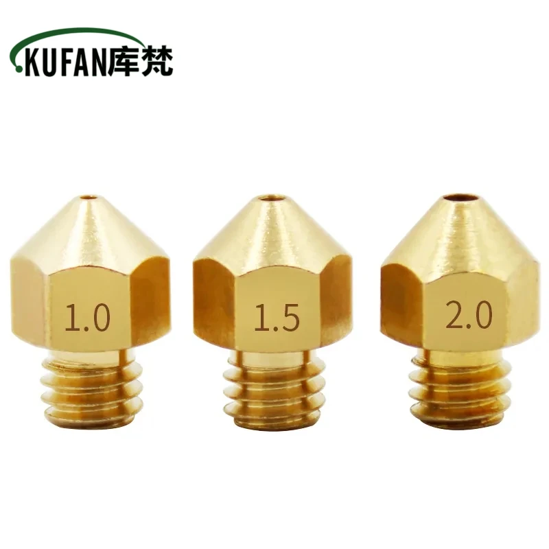 1 Stück M6 Kupferdüsen 1,0 mm 1,5 mm 2,0 mm größerer Durchmesser Düsen für 1,75 mm 3 mm Filament großes Loch Messingdüse 3D-Druckerteile Image