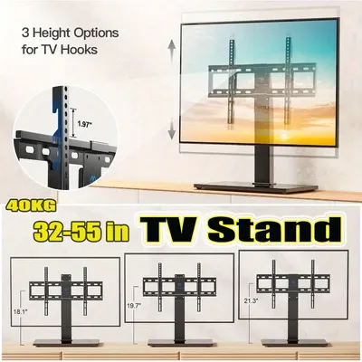 Höhenverstellbarer, universeller drehbarer TV-Ständer für 32–55 Zoll LCD/LED-Bodenmontage, Eisen-TV-Ständer, Fernseher, VESA: 600 x 400 mm, max. 40 kg