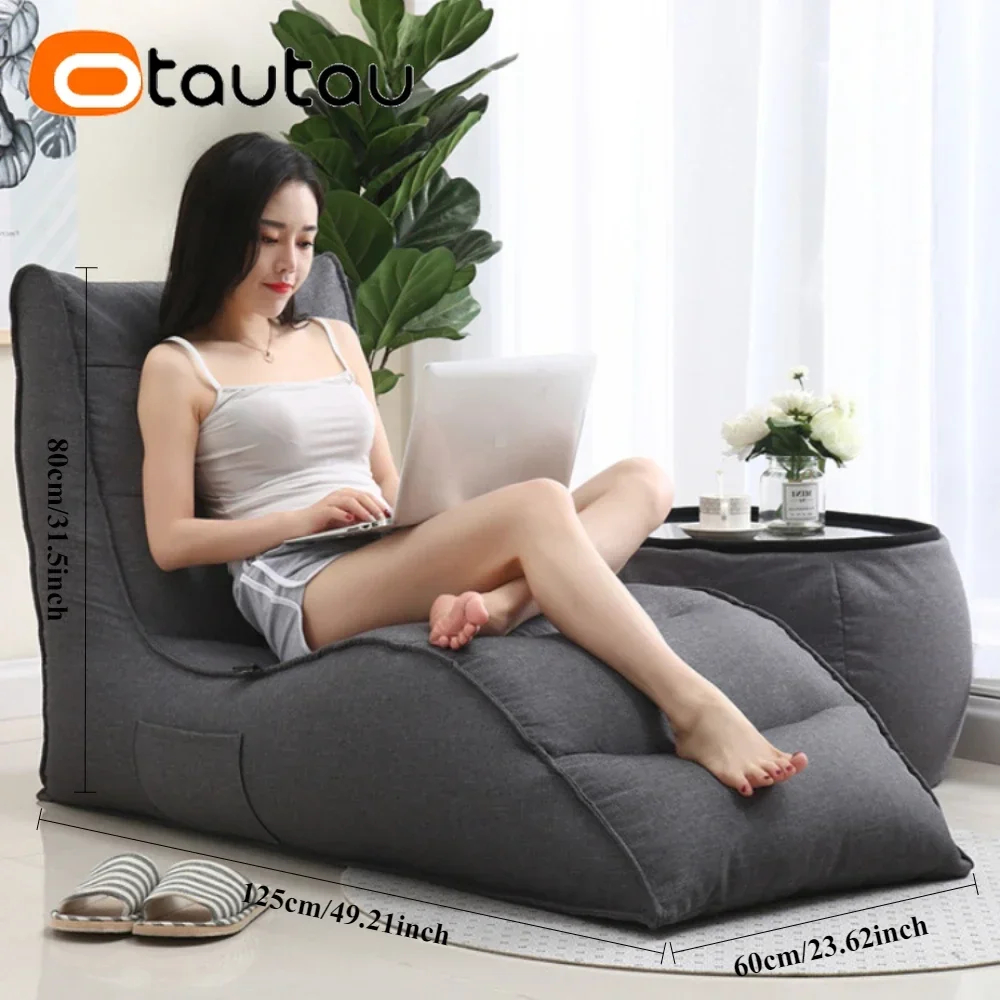 OTAUTAU Outdoor wasserdichter Sitzsackbezug aus Baumwollleinen SF399 【Kein Füllstoff innen! Sie müssen selbst den Füllstoff kaufen!】 Image