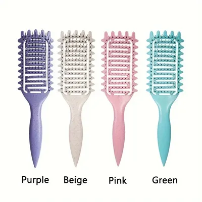 Pink Curly Hair Brush Hollow Out Curl Define Styling Brush Beard Comb Styling Detangling Brush Multi-purpose Home Styling Tools