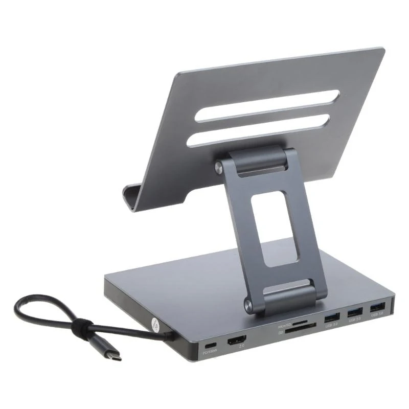 Aluminiumtyp C Docking Station Laptop Stand 9 in 1 für schnelle Datenübertragung und erweiterte 2xHDMI4K USB3.0 Hub Image