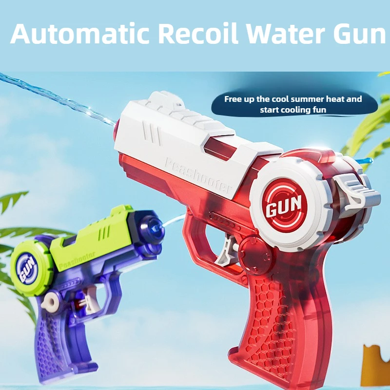 Transparente Kinder-Wasserpistole mit Press-Back Tech, manuelles kontinuierliches Spray für Strand, Pool, Kampf, Sommer, Outdoor, Wasserspielspielzeug, Geschenk Image