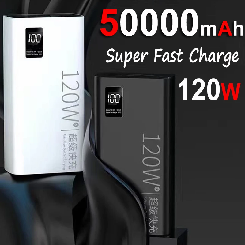 120 W Power Bank 50000 mah Hohe Kapazität Schnelle Lade Power Tragbare Batterie Ladegerät Für iPhone Samsung Huawei Xiaomi 2025 Image
