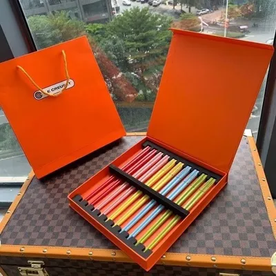 2025 French Le Creuset Rainbow Ceramic Chopsticks Healthy Dining Set Gift Box Colorful Tableware Home Kitchen Dining Accessories