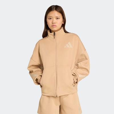 Sweatjacke ADIDAS SPORTSWEAR "W Z.N.E. TT", Damen, Gr. L, warm sandstone, Obermaterial: 57% Polyester, 43% Baumwolle, sportlich, Sweatjacken Image