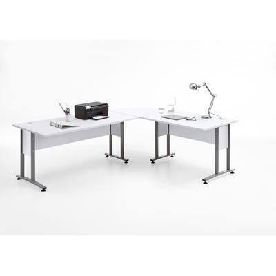 Eckschreibtisch FMD "Calvi", weiß (weiß brilliant, grau), B:240cm H:75cm T:200cm, Tische Image