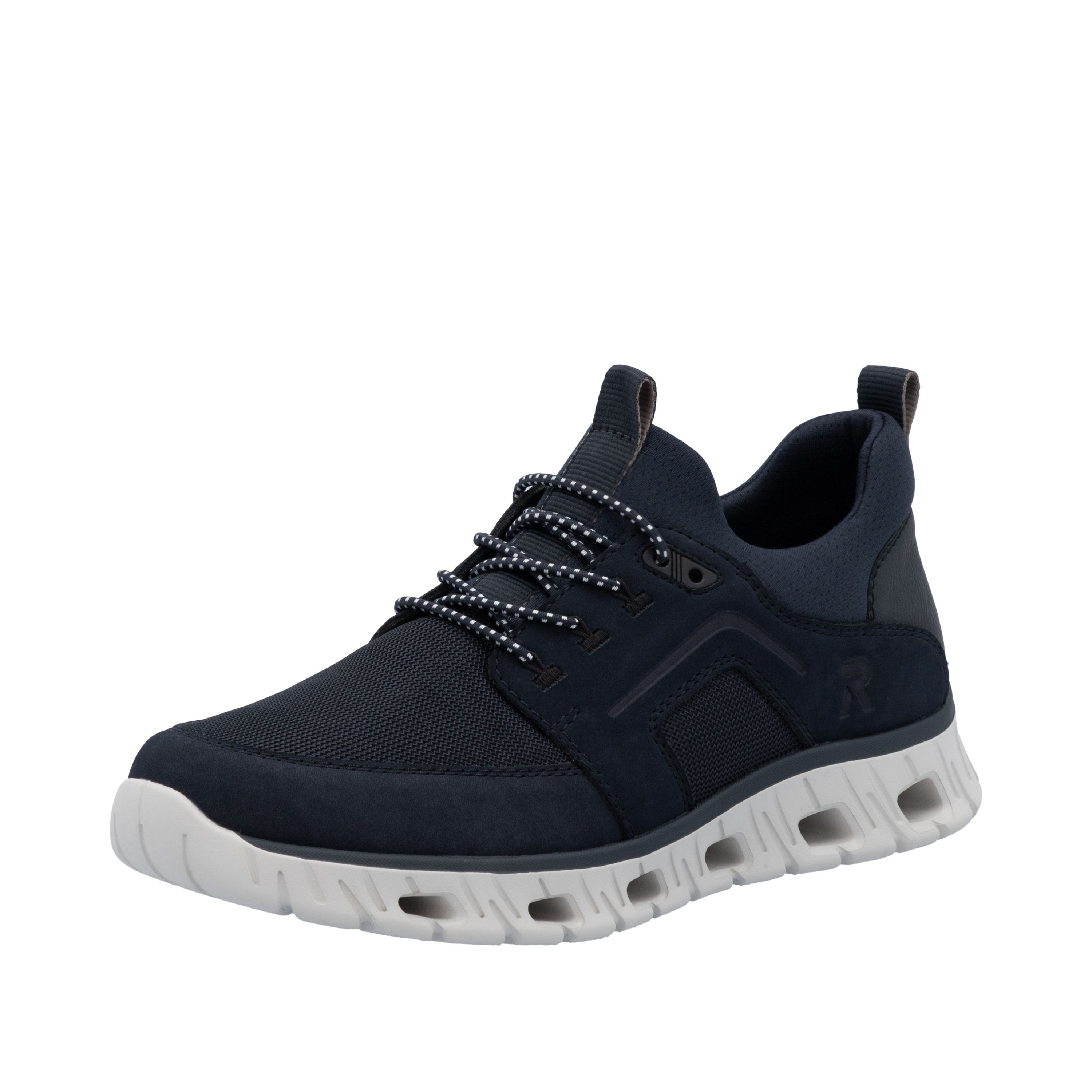 Slip-On Sneaker RIEKER SPORT, Herren, Gr. 46, blau (dunkelblau), Lederimitat, Textil, unifarben, Schuhe, Freizeitschuh, Halbschuh, Slipper mit Anziehlaschen