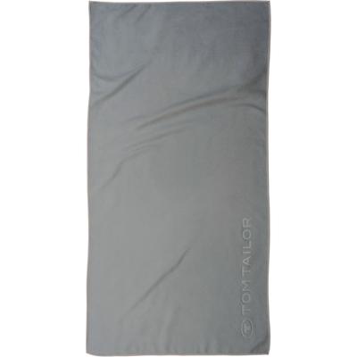 Sporthandtuch TOM TAILOR HOME "Fitnesstuch COLOR BATH", grau (moody grau), B:70cm L:140cm, Microfaser, Mikrofaser, Handtücher (Packung), Logo Prägung, Mikrofaser, weich, schnell trocknend