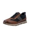 Sneaker RIEKER, Herren, Gr. 46, cognac, dunkelblau, grau, Glattleder, Textil, sportlich, Schuhe, Schnürschuh, Halbschuh, Casual-Sneaker mit gep. Schaftrand