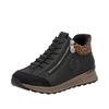 Sneaker RIEKER "Ready2GO", Damen, Gr. 41, schwarz (schwarz, leo), Lederimitat, Textil, animal-print, sportlich, Schuhe, Schnürboots, High Top Sneaker, Stiefelette mit Soft-Einlage