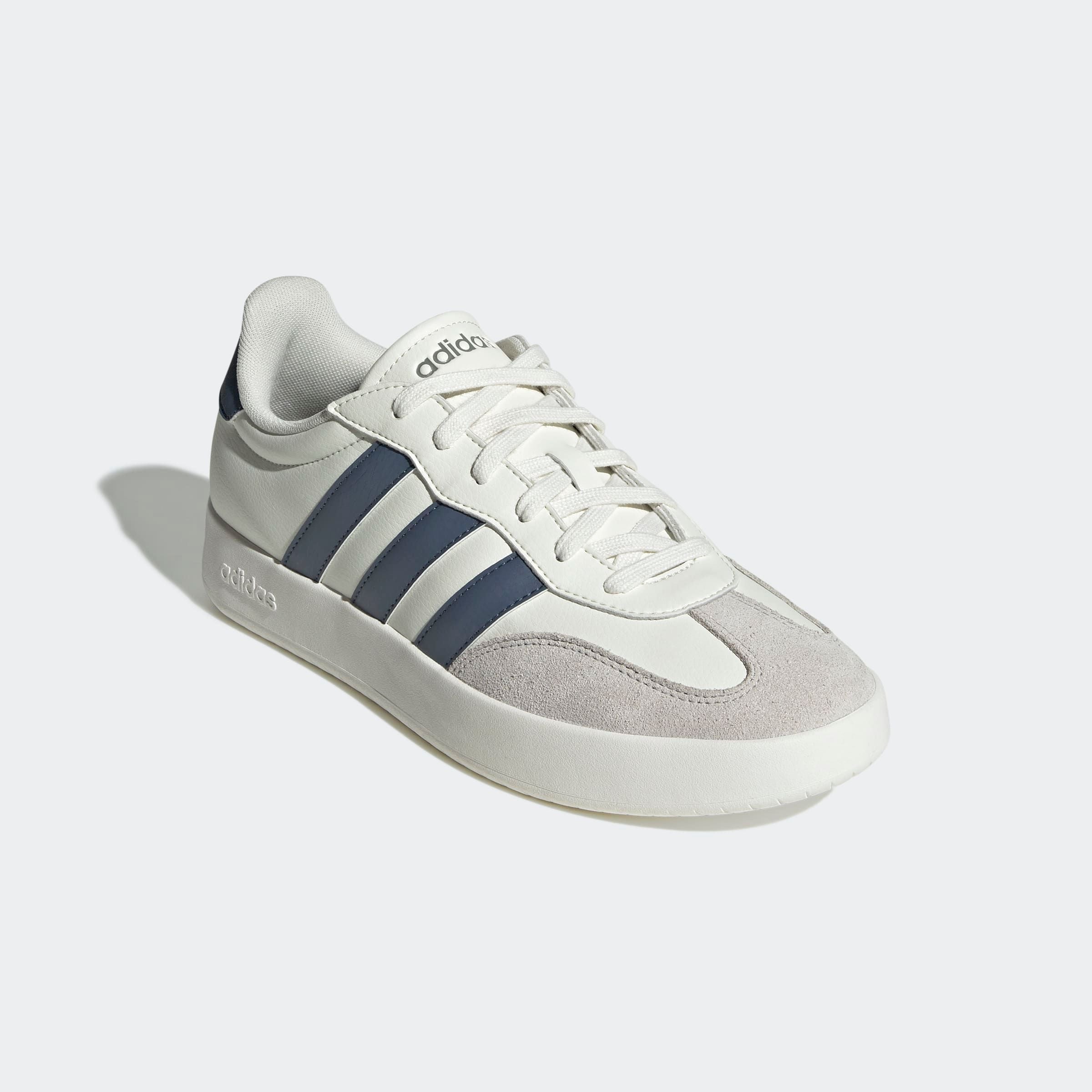 Sneaker ADIDAS SPORTSWEAR "BARREDA", Herren, Gr. 48, weiß (sanftes weiß, preloved ink, grau one), Leder, Synthetik, Schuhe Sneaker, inspiriert vom Design des adidas Handball Spezial