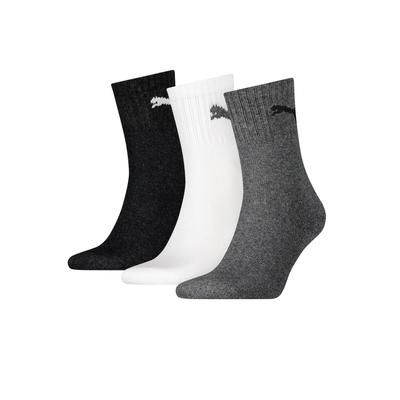Sportsocken PUMA "short crew", Damen, Gr. 35-38, schwarz-weiß (1x schwarz, 1x weiß, 1x grau, meliert), Baumwollmischung, Polyester, Polyamid, Elasthan, uni und meliert, elastisch, Socken, gepolsterte Frottee-Sohle, atmungsaktiv Image