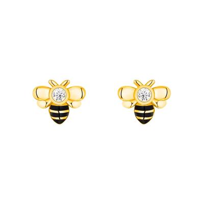 Paar Ohrstecker PRINZESSIN LILLIFEE "Bee, 2035990", gold (gelbgoldfarben, weiß, kristallweiß), Ohrringe, Mädchen, Silber 925 (Sterlingsilber), mit Zirkonia (synth.) Image