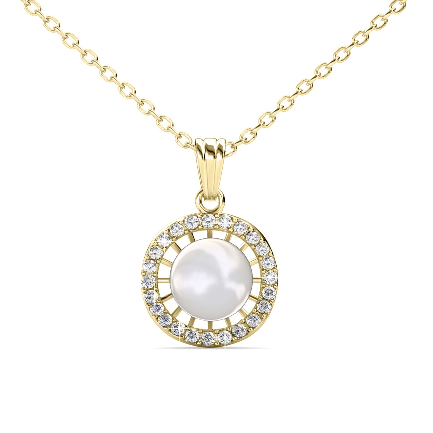 Chloe Perlen-Anhänger – Gold und Kristall Image