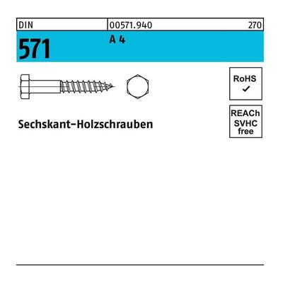 Sechskantholzschraube DIN 571 5 x 30 A 4 Image