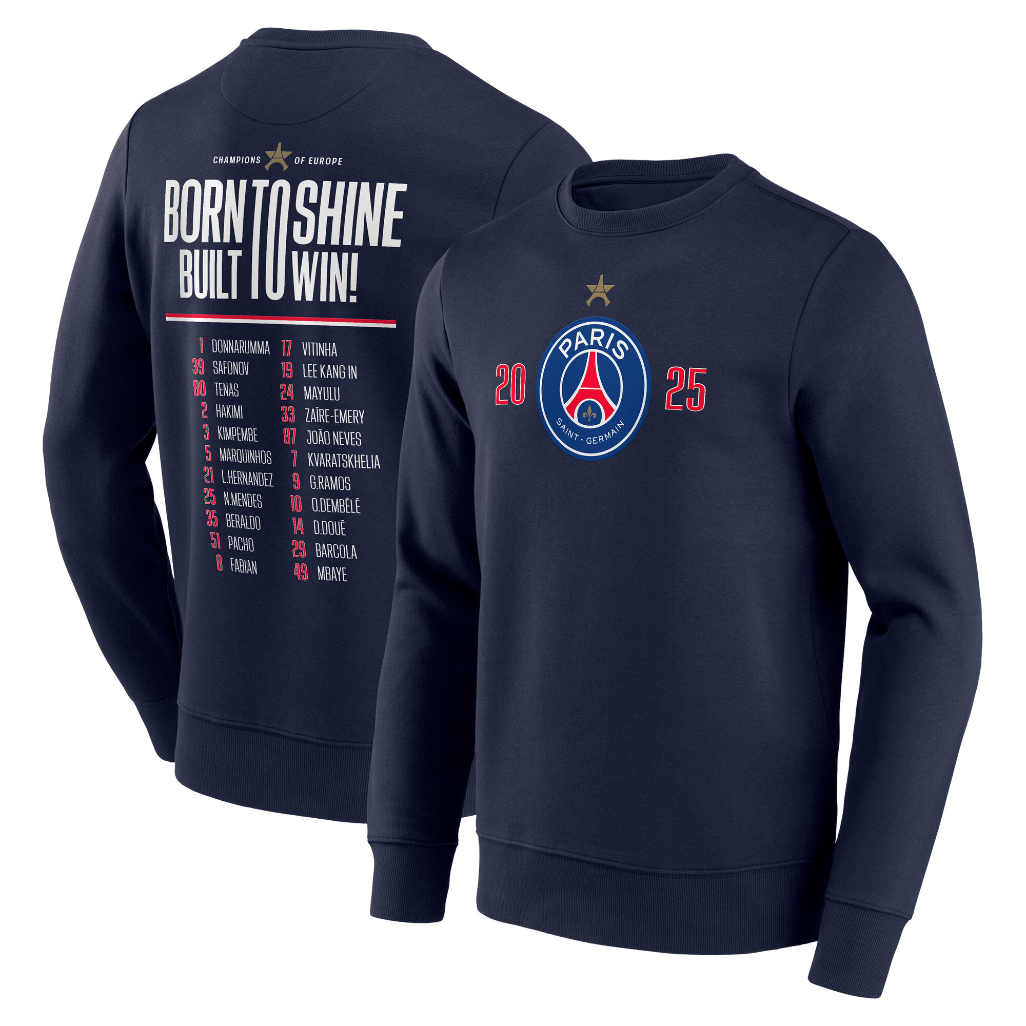 PSG Europameister Roster Grafik Crew Sweatshirt - Marineblau - Herren Image