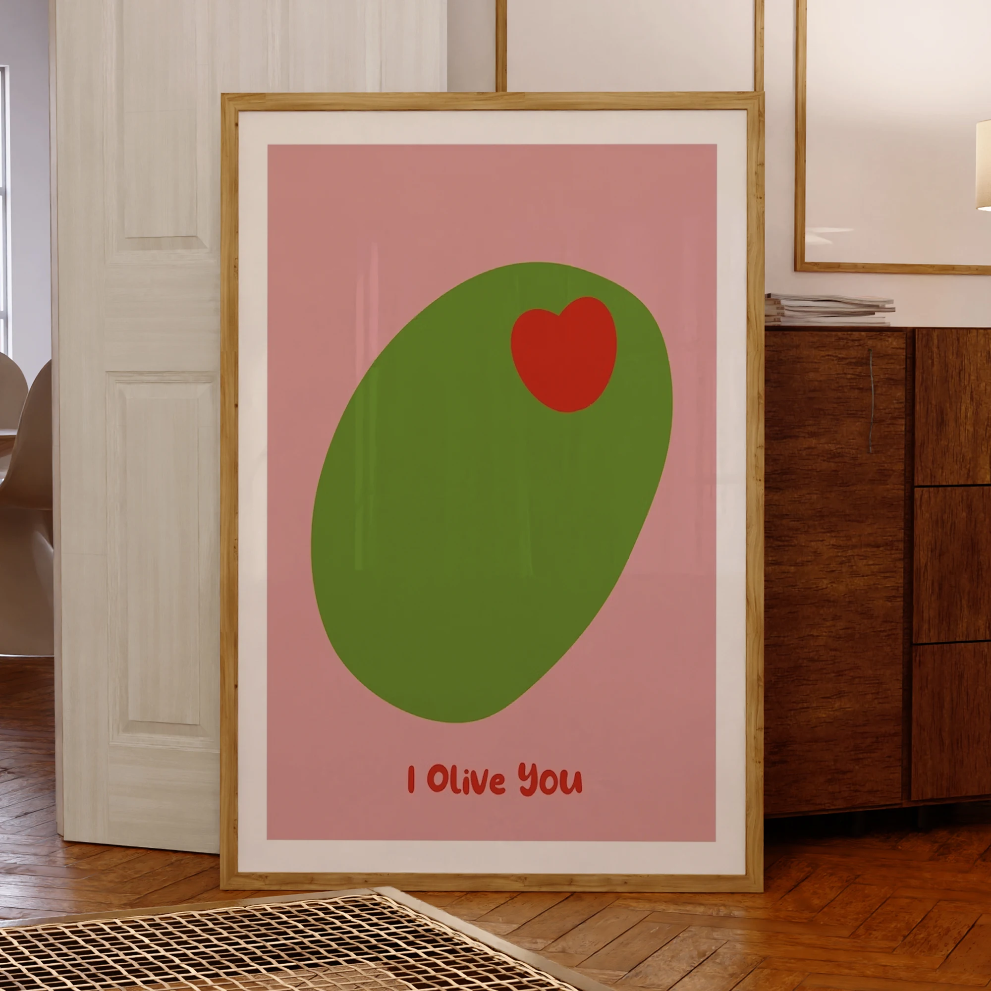 Ich liebe dich, grüne Oliven, Wandkunst, Drucke, Leinwandgemälde, Poster, Bild für Wohnzimmer, Bett, Esszimmer, Küche, Zimmer, Heimdekoration Image