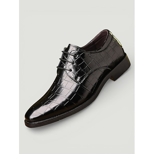 Grüne Oxford-Schuhe aus Kunstleder mit Krokodilprägung für Herren – glänzender Schnürschuh für den stilvollen Gentleman, Cocktailpartys und luxuriöse Zusammenkünfte Image