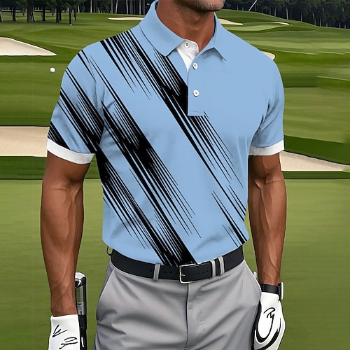 Herren Golf Linie Polo Sport-Poloshirts Kurzarm Polo-Shirts Hemden mit Kragen Lässig Athleisure Knöpfe Sommer Rosa Blau Grün Image