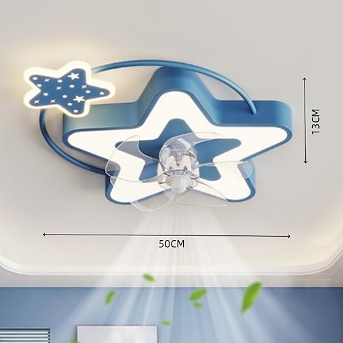 LED-Ventilator-Deckenleuchte Deckenventilatorleuchte Kinderzimmer Dekorative Möbelleuchte Schlafzimmerleuchte Starker Wind Leise Hervorhebung Stufenloses Dimmen mit Fernbedienung Image