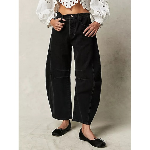 Damen Stoffhosen Gerade Lässig Volle Länge Natürliche Taille Einfach Seitentaschen Bequem Straße Alltagstauglich Schwarz Weiß Braun Khaki Frühling Herbst Lässiger Schnitt