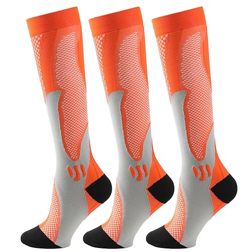 3 Paar bequeme und atmungsaktive Kompressionsstrümpfe aus Nylon für Damen, Lauf-Wadensocken für Frühling und Sommer, elastische lange Sportsocken für Yoga und Fitness Image