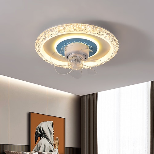 Deckenventilator mit Lichtern, runde Ventilatorlampe mit Fernbedienung, LED-Pendelleuchte, Ventilator für Wohnzimmer, Esszimmer, Deckenleuchte Image