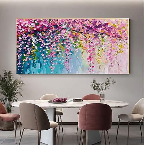 großes handgefertigtes 3D-Ölgemälde mit rosa-weißen Lotusknospen, smaragdgrünen Blättern und türkisfarbenem Wasser, dicke Farbstruktur, Wandkunst, Wohnzimmerdekor, Goldrahmen, fertig zum Aufhängen, Image