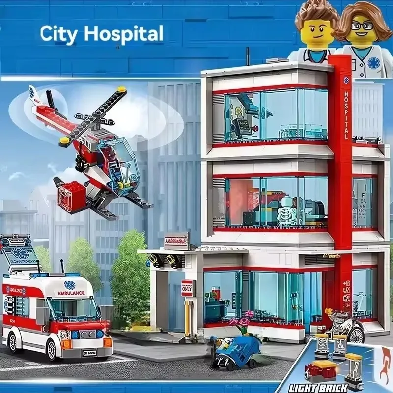 816 stücke Stadt Serie Krankenhaus Bausteine Fit 60330 Set Wohnkultur Modell MOC Montieren Ziegel Spielzeug Für Kinder Geschenke Image