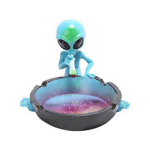 Alien-Aschenbecher-Statue, kreative Figur aus Kunstharz für die Dekoration von Haus, Garten und Terrasse, lustige Alien-Skulptur für den Außenbereich, Aschenbecher für Raucher, Halloween-Dekoration