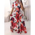 Damen Weiß Rosa Rote Sommer Maxikleid A Linie Kleid Halbformelle Kleider Outdoor Urlaub Normale Passform Blumen Rollkragen