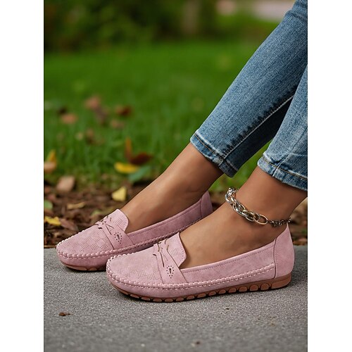 perforierte Mokassin-Loafer für Damen – weiche, rutschfeste Freizeitschuhe für den Weg zur Arbeit im Herbst, Gartenwege und tägliche Besorgungen Image