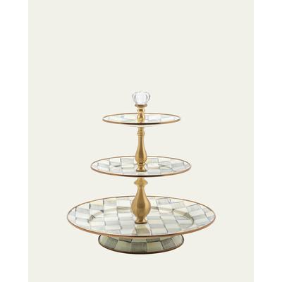 MacKenzie-Childs Sterling Check Enamel Three Tier Sweet Stand