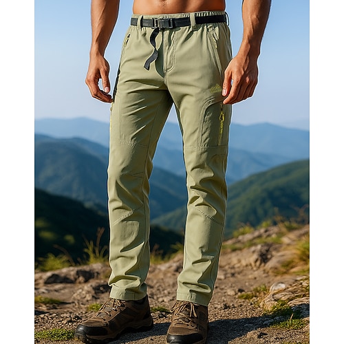 Herren Wanderhosen Regenhose zum Wandern Frühling Herbst Außen Normale Passform Wasserdicht Winddicht Leicht Unterteile Tasche Schwarz Armeegrün Camping / Wandern Laufen S M L XL XXL Image