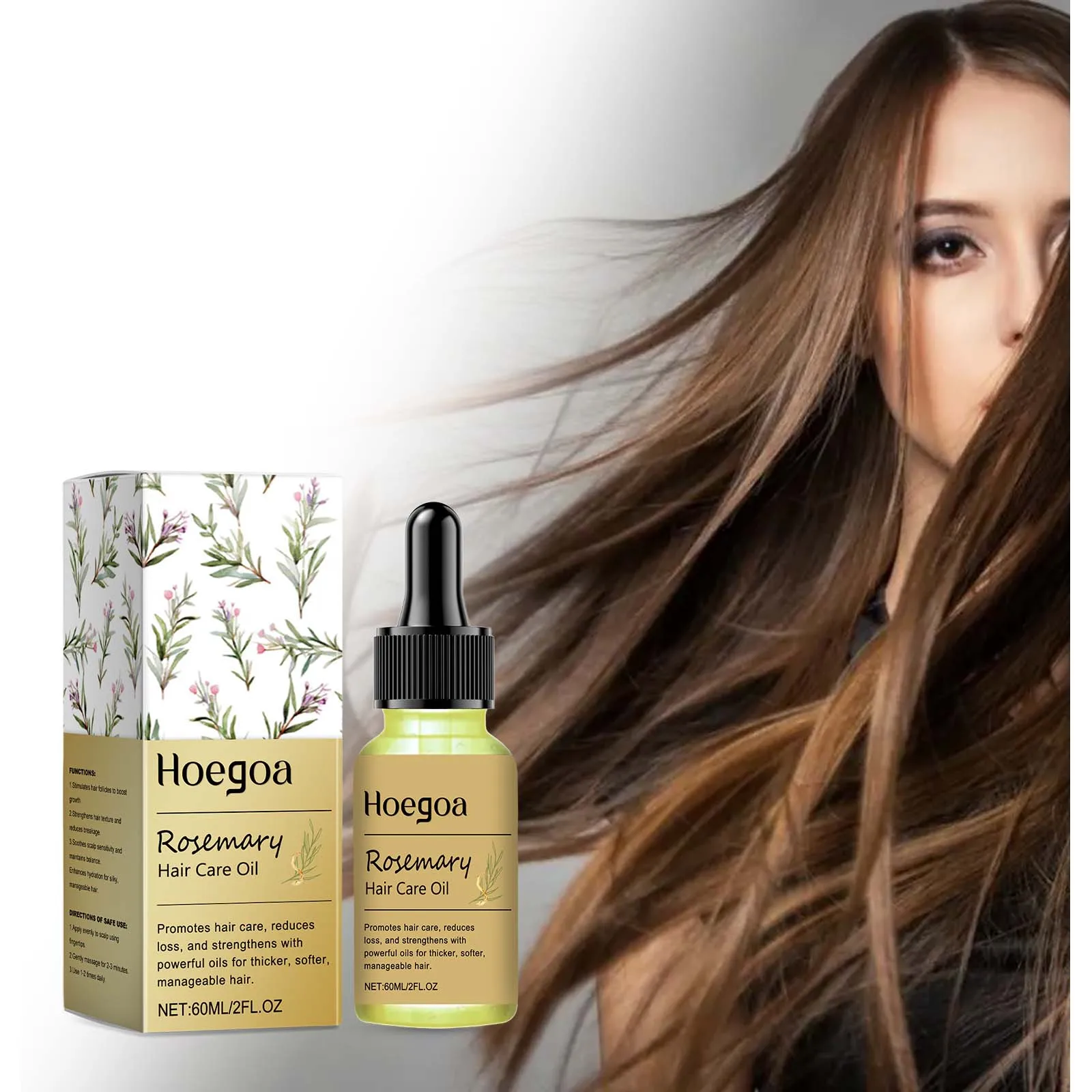 60 ml Rosmarin Haarwachstumsserum, schnell wachsendes Haar, ätherisches Öl, Schönheit, Haarpflege, dichtes Nachwachsen, Anti-Haarausfall, nährendes Öl Image