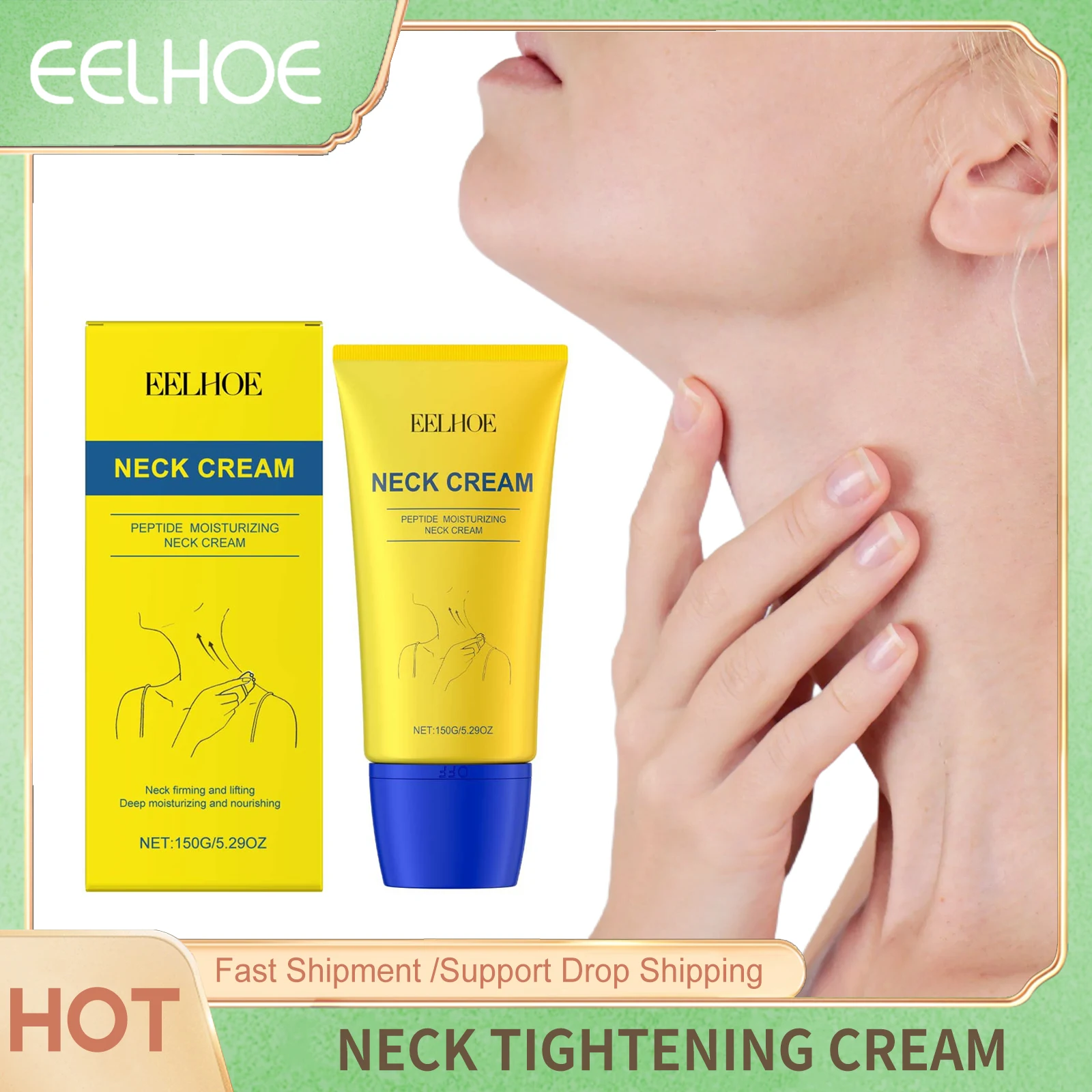 Eelhoe Halsstraffungscreme, straffend, feuchtigkeitsspendend, verblasst feine Linien, glättet auf, für die dunkle Haut der Türkei, nährende Halscreme, 150 g Image